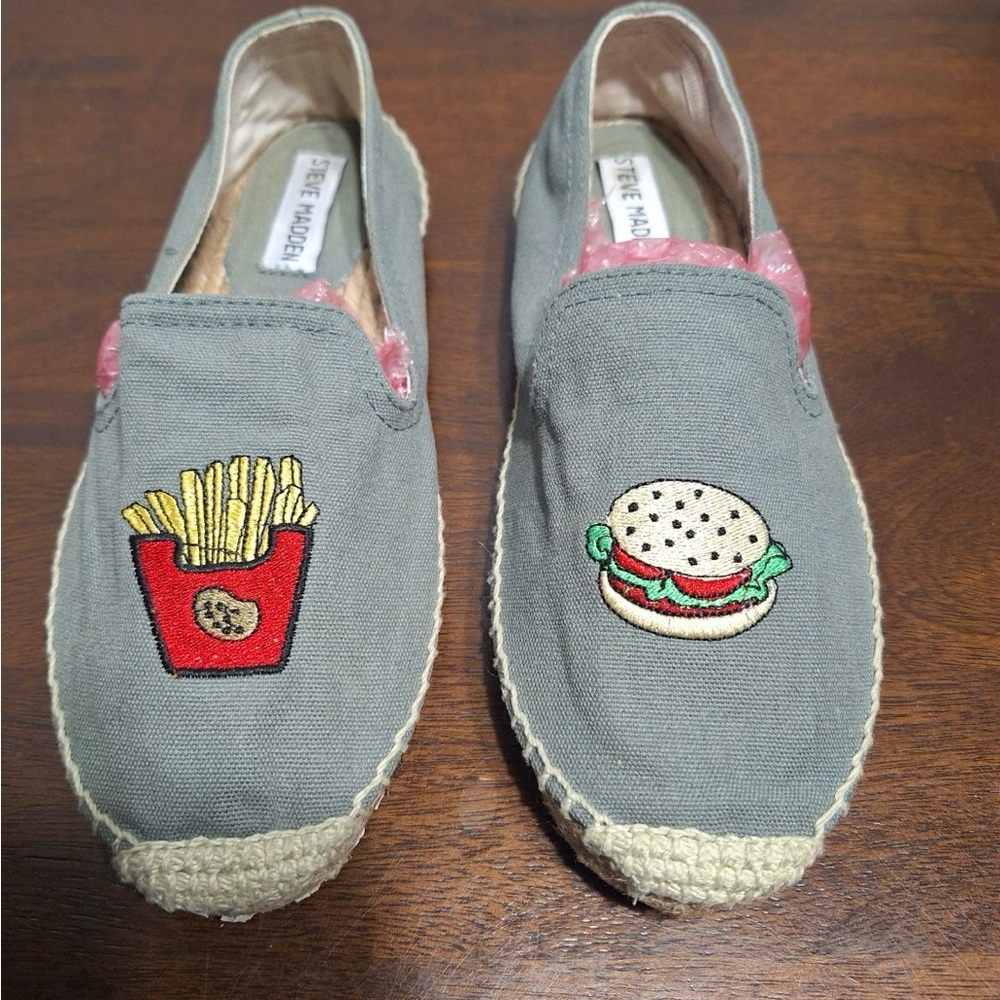 Steve Madden Gray Espadrilles with Fun Embroidery